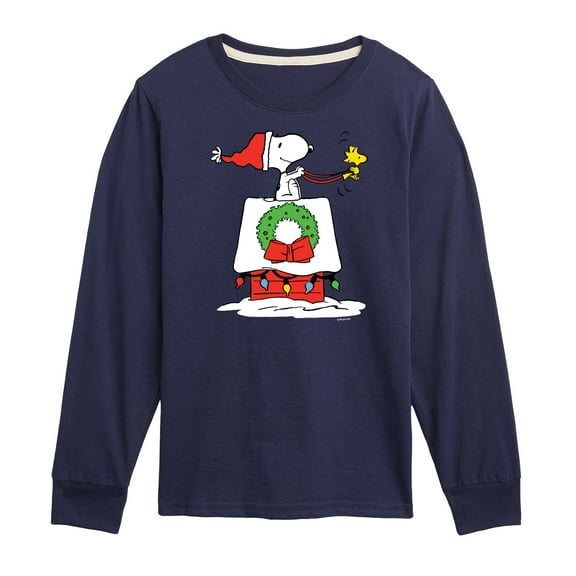 Peanuts - Snoopy & Woodstock House Sleigh - Toddler And Youth Long Sleeve Graphic T-Shirt