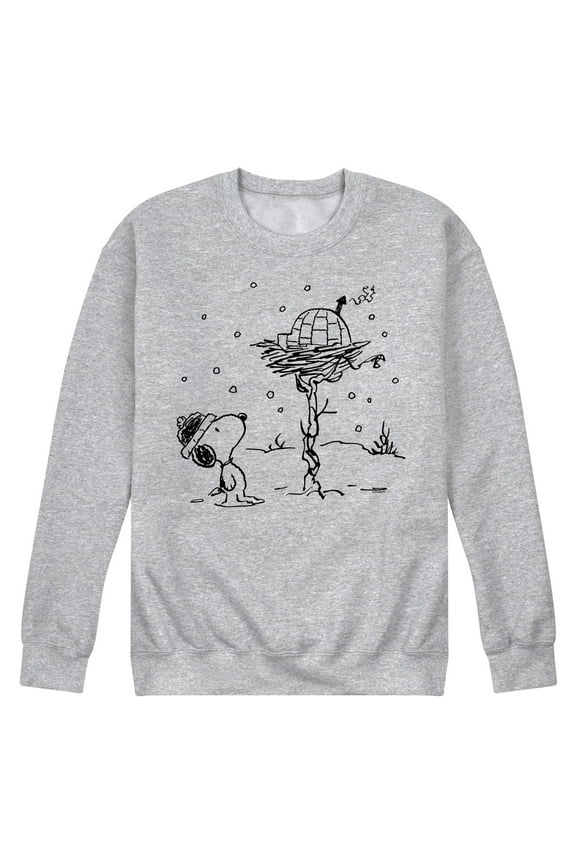 - Snoopy Woodstock Igloo - Men's Crew Neck Fleece Pullover