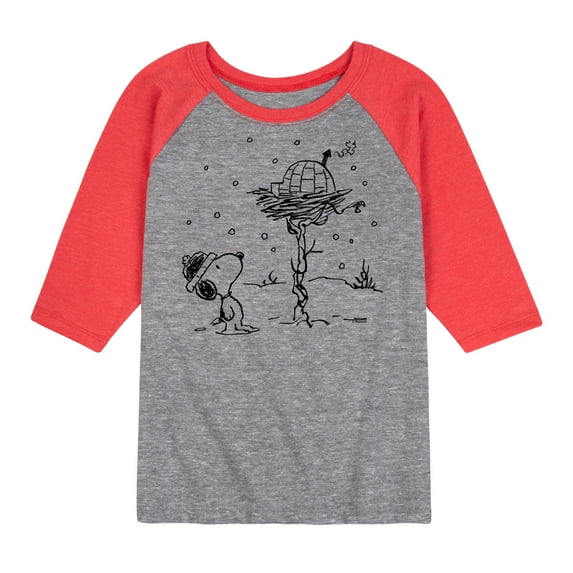 Peanuts - Snoopy Woodstock Igloo - Toddler & Youth Raglan Graphic T-Shirt