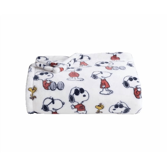 Peanuts Snoopy & Woodstock Joe Cool Plush Throw Blanket, 60"x72"