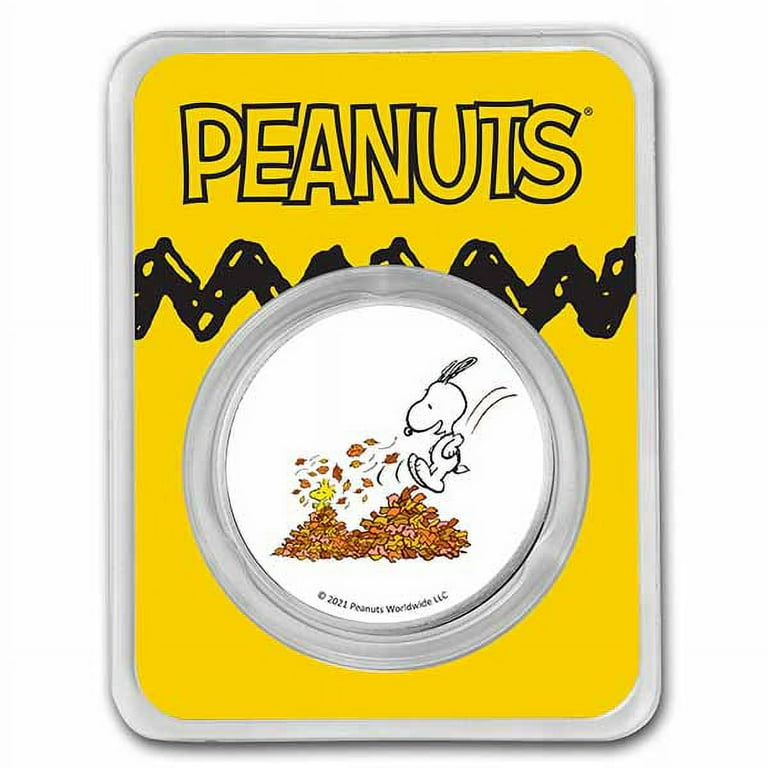 Peanuts® Snoopy & Woodstock Leaf Pile 1 oz Colorized Silver Peanuts® Snoopy & Woodstock Leaf Pile 1 oz Colorized Silver