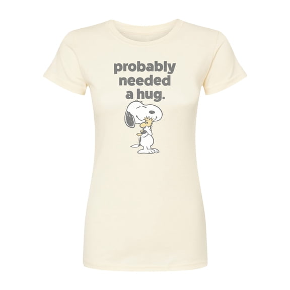 Peanuts - Snoopy Woodstock Need Hug - Juniors Fitted Short Sleeve Graohic T-Shirt