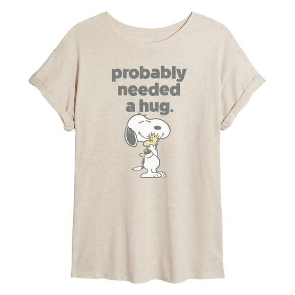 Peanuts - Snoopy Woodstock Need Hug - Womens Oversized Graphic T-Shirt