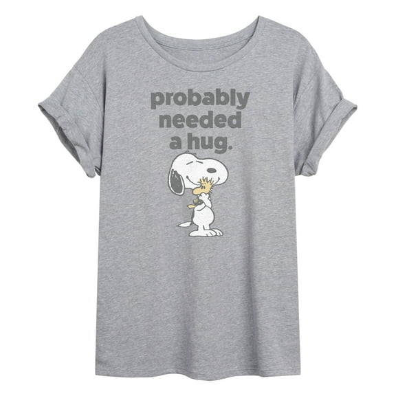 Peanuts - Snoopy Woodstock Need Hug - Womens Oversized Graphic T-Shirt