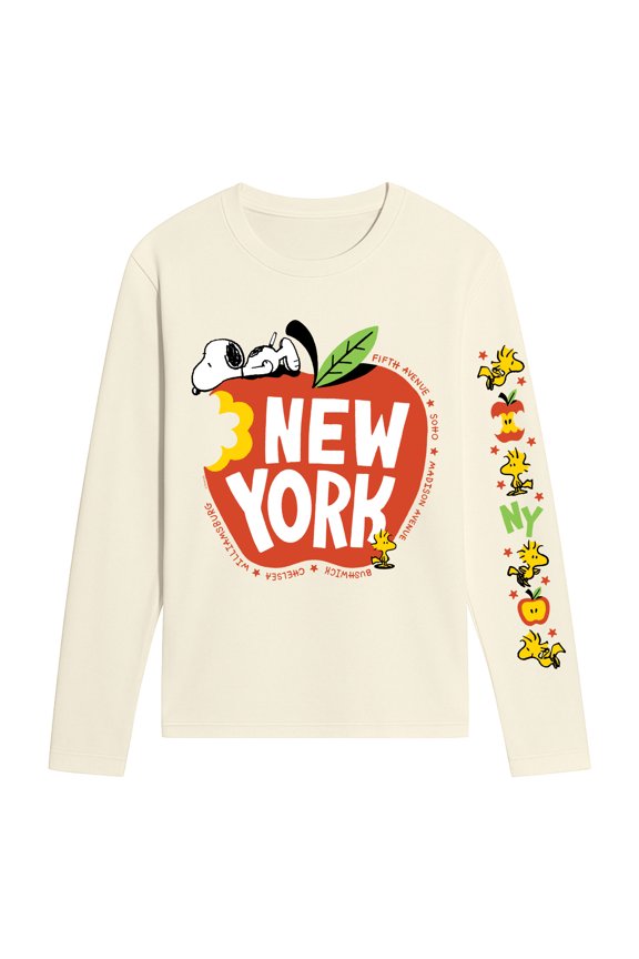 - Snoopy & Woodstock New York Apple - Men's Long Sleeve Graphic T-Shirt
