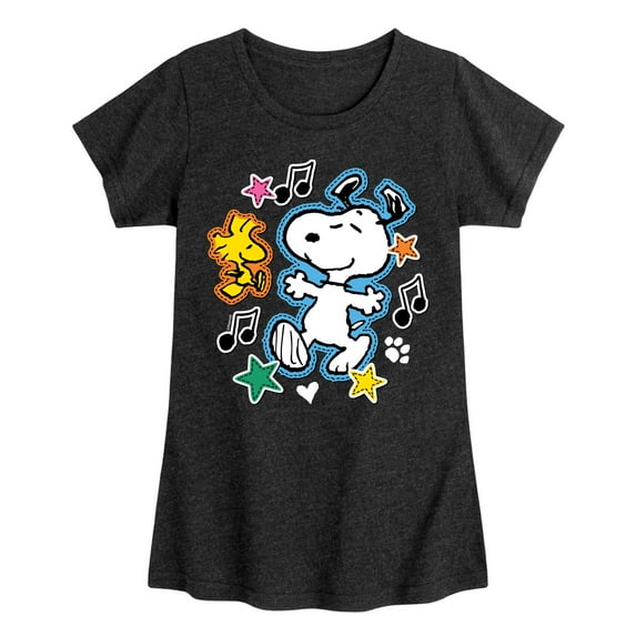Peanuts - Snoopy Woodstock Patches - Toddler & Youth Girls Short Sleeve Graphic T-Shirt