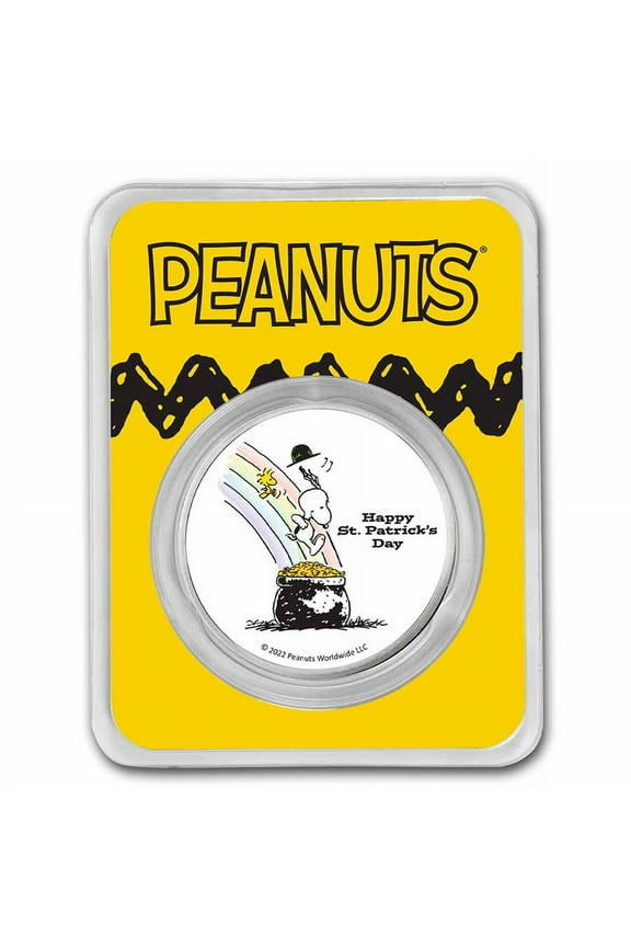 Snoopy & Woodstock Pot-o-Gold 1 oz Colorized Ag Round