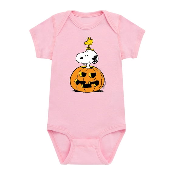 Peanuts -  Snoopy Woodstock Pumpkin - Infant Baby One Piece