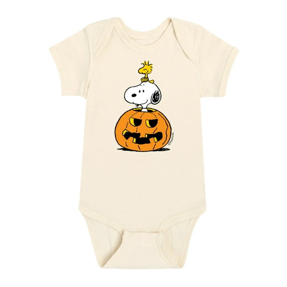 Peanuts -  Snoopy Woodstock Pumpkin - Infant Baby One Piece