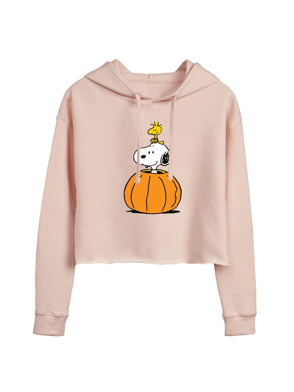 - Snoopy Woodstock Pumpkin Women's Cropped Graphic Hoodie