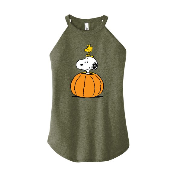 Peanuts - Snoopy Woodstock Pumpkin - Juniors High Neck Tank Top