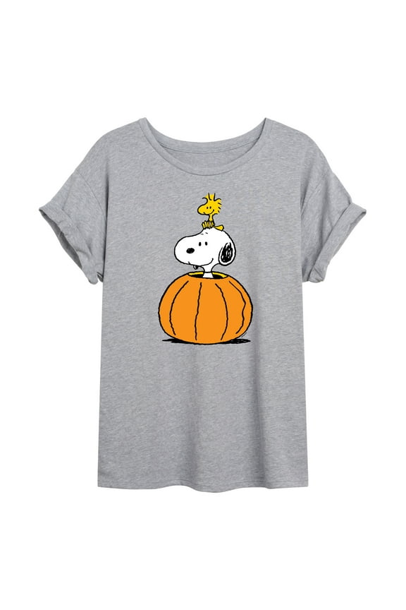 - Snoopy Woodstock Pumpkin - Juniors Ideal Flowy Muscle T-Shirt