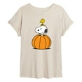 thumbnail image 1 of Peanuts - Snoopy Woodstock Pumpkin - Juniors Ideal Flowy Muscle T-Shirt, 1 of 6