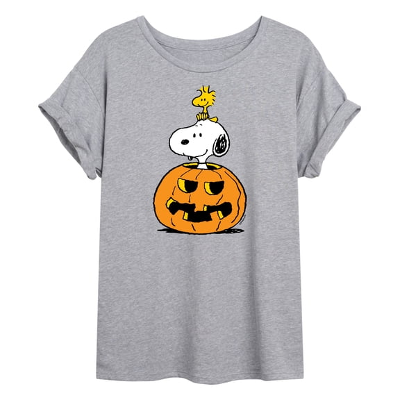 Peanuts - Snoopy Woodstock Pumpkin - Women's Oversized T-Shirt