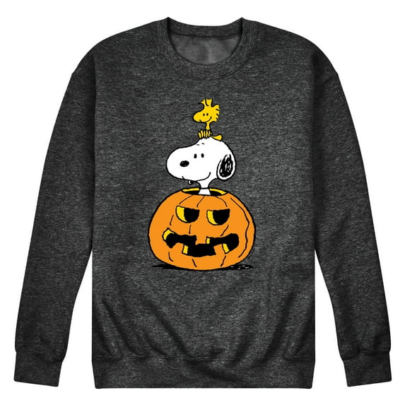 Peanuts - Snoopy Woodstock Pumpkin - Men's Crew Neck Fleece Pullover