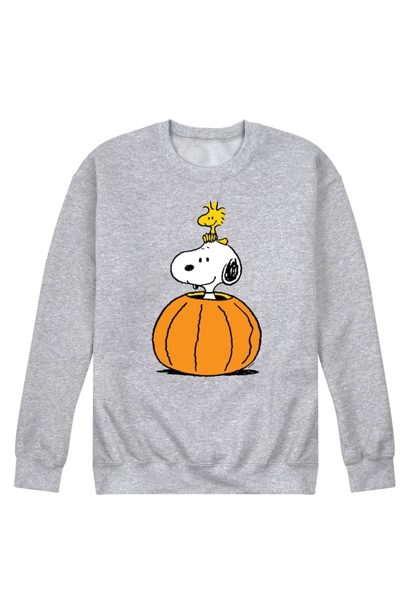 - Snoopy Woodstock Pumpkin - Men's Crew Neck Fleece Pullover