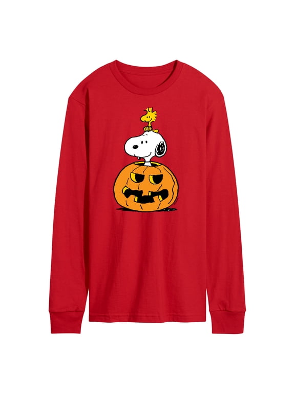 - Snoopy Woodstock Pumpkin Men's Long Sleeve Graphic T-Shirt