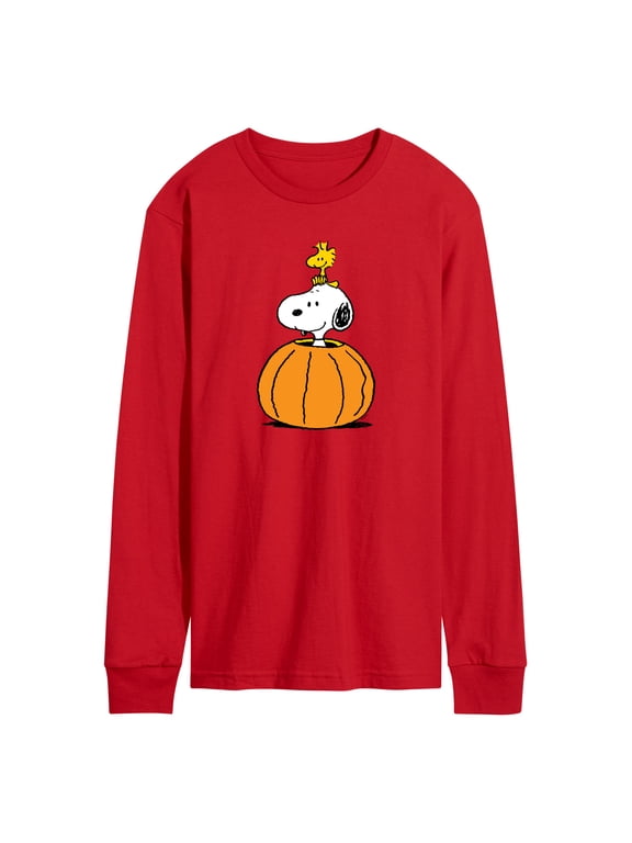 - Snoopy Woodstock Pumpkin Men's Long Sleeve Graphic T-Shirt