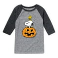 thumbnail image 1 of Peanuts - Snoopy Woodstock Pumpkin - Toddler And Youth Raglan Graphic T-Shirt, 1 of 5