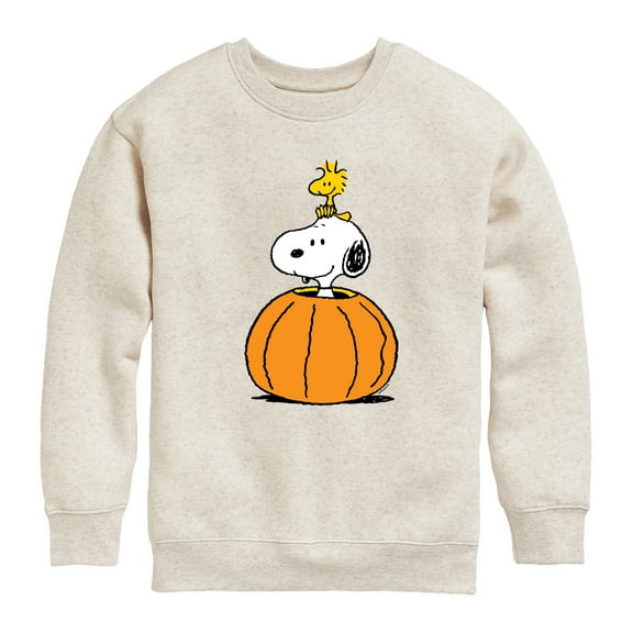 Peanuts - Snoopy Woodstock Pumpkin - Toddler & Youth Crewneck Fleece Sweatshirt