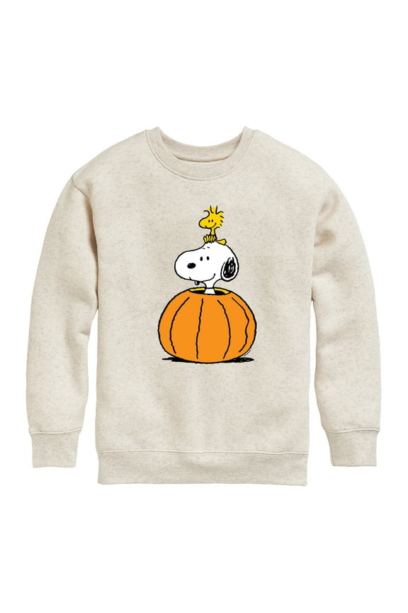 - Snoopy Woodstock Pumpkin - Toddler & Youth Crewneck Fleece Sweatshirt