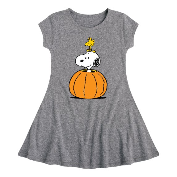 Peanuts - Snoopy Woodstock Pumpkin - Toddler & Youth Girls Fit & Flare Dress