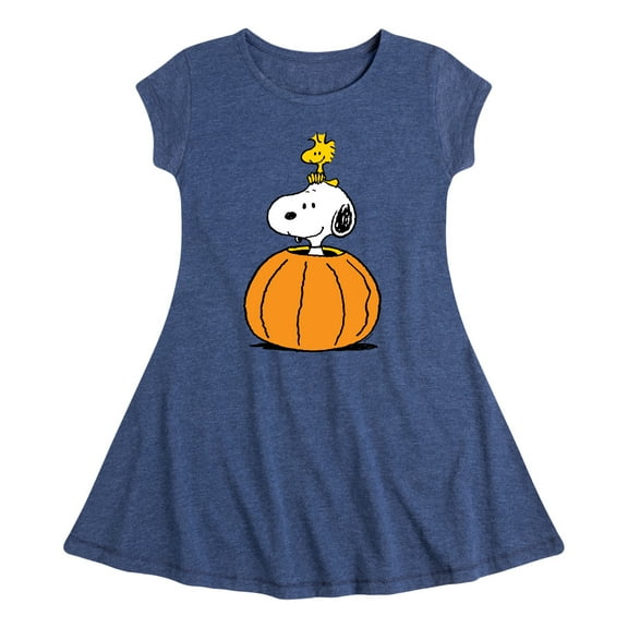 Peanuts - Snoopy Woodstock Pumpkin - Toddler & Youth Girls Fit & Flare Dress