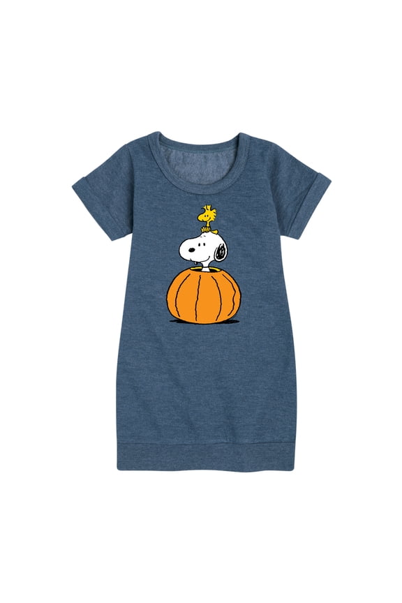 - Snoopy Woodstock Pumpkin - Toddler & Youth Girls Fleece Dress