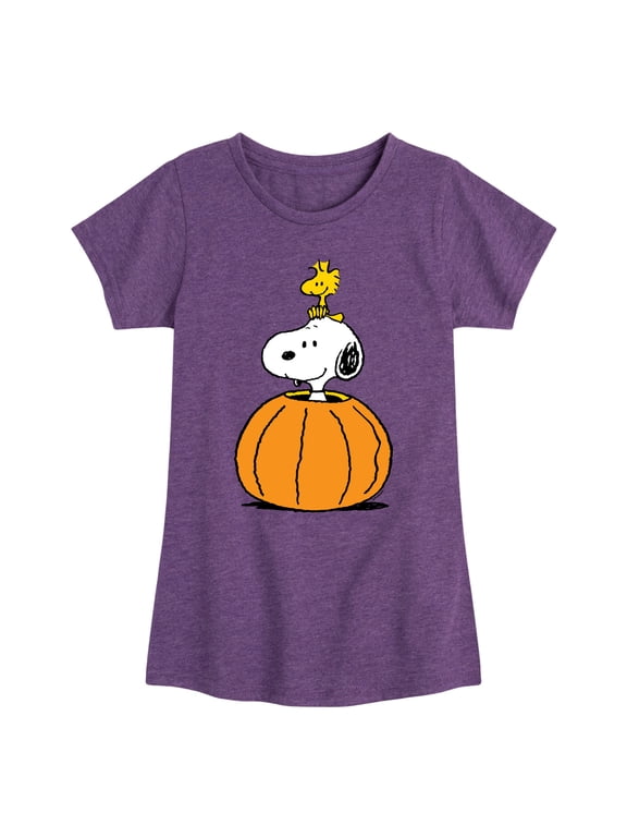 - Snoopy Woodstock Pumpkin - Toddler & Youth Girls Short Sleeve Graphic T-Shirt