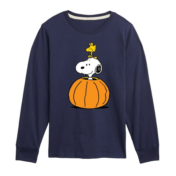 Peanuts - Snoopy Woodstock Pumpkin - Toddler & Youth Long Sleeve Graphic T-Shirt