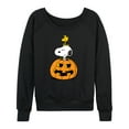 thumbnail image 1 of Peanuts - Snoopy Woodstock Pumpkin - Women's Lightweight French Terry Long Sleeve Shirt, 1 of 6