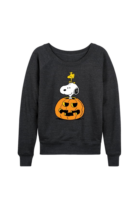 - Snoopy Woodstock Pumpkin - Women's Lightweight French Terry Long Sleeve Shirt