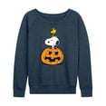 thumbnail image 1 of Peanuts - Snoopy Woodstock Pumpkin - Women's Lightweight French Terry Long Sleeve Shirt, 1 of 6