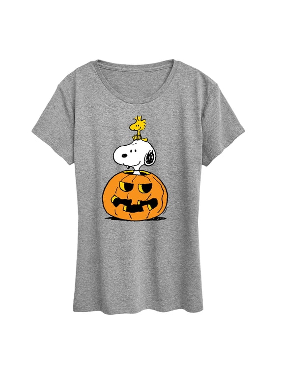 - Snoopy Woodstock Pumpkin Women's Short Sleeve Graphic T-Shirt