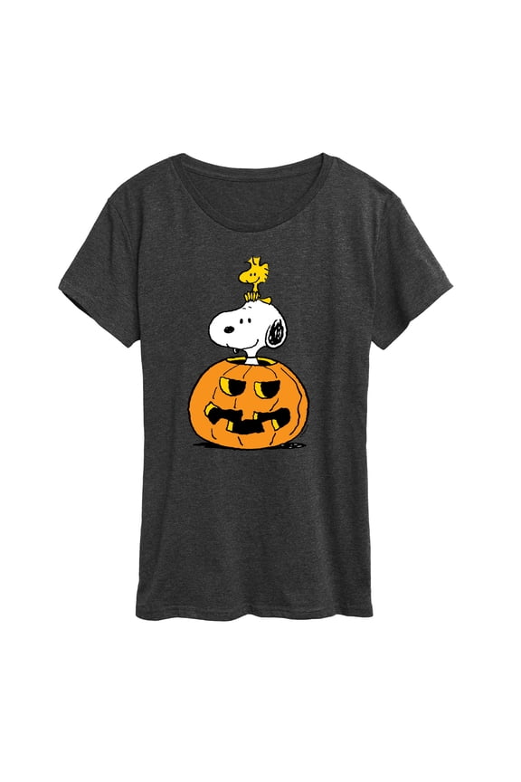 - Snoopy Woodstock Pumpkin - Women's Short Sleeve Graphic T-Shirt
