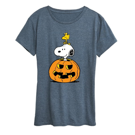 Peanuts - Snoopy Woodstock Pumpkin - Women's Short Sleeve Graphic T-Shirt