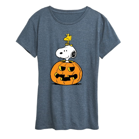Peanuts - Snoopy Woodstock Pumpkin - Women's Short Sleeve Graphic T-Shirt