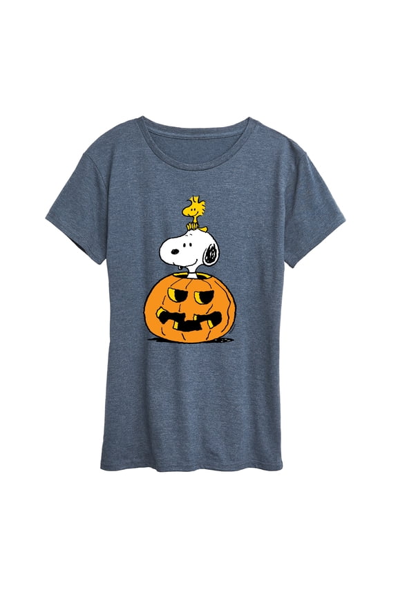 - Snoopy Woodstock Pumpkin - Women's Short Sleeve Graphic T-Shirt