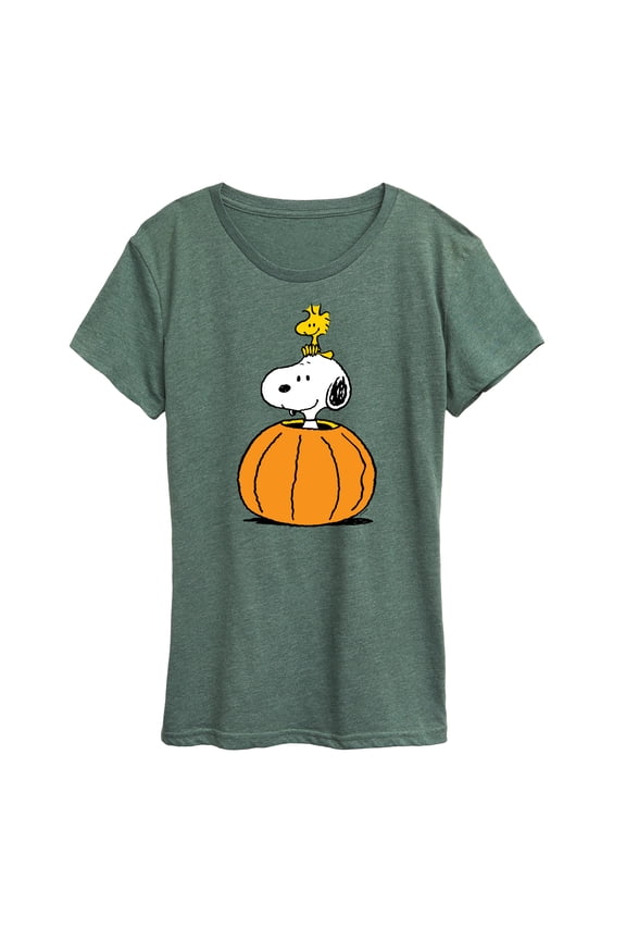 - Snoopy Woodstock Pumpkin - Women's Short Sleeve Graphic T-Shirt
