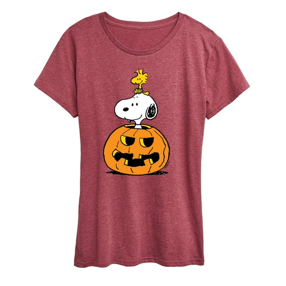 Peanuts - Snoopy Woodstock Pumpkin - Women's Short Sleeve Graphic T-Shirt