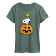 thumbnail image 1 of Peanuts - Snoopy Woodstock Pumpkin - Women's Short Sleeve Graphic T-Shirt, 1 of 6