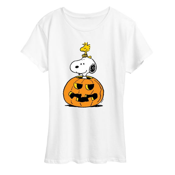 Peanuts - Snoopy Woodstock Pumpkin - Women's Short Sleeve Graphic T-Shirt