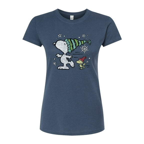 Peanuts - Snoopy Woodstock Skate - Juniors Fitted Graphic T-Shirt
