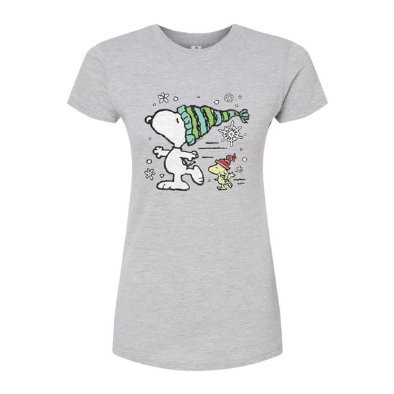 Peanuts - Snoopy Woodstock Skate - Juniors Fitted Graphic T-Shirt