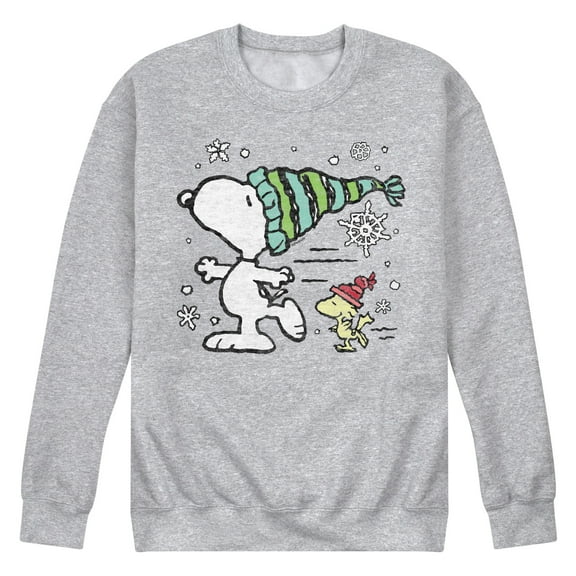 Peanuts - Snoopy Woodstock Skate - Men's Crew Neck Fleece Pullover