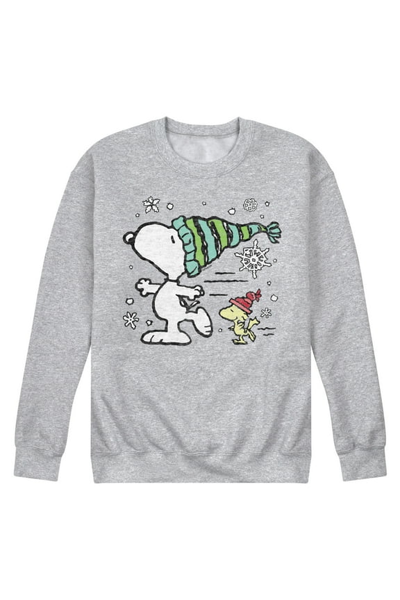 - Snoopy Woodstock Skate - Men's Crew Neck Fleece Pullover