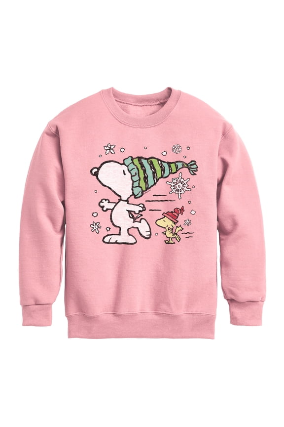 - Snoopy Woodstock Skate - Toddler & Youth Crewneck Fleece Sweatshirt