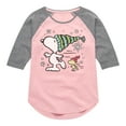 thumbnail image 1 of Peanuts - Snoopy Woodstock Skate - Toddler & Youth Girls Raglan Graphic T-Shirt, 1 of 5