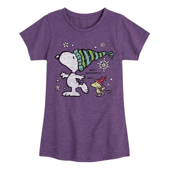 Peanuts - Snoopy Woodstock Skate - Toddler & Youth Girls Short Sleeve Graphic T-Shirt