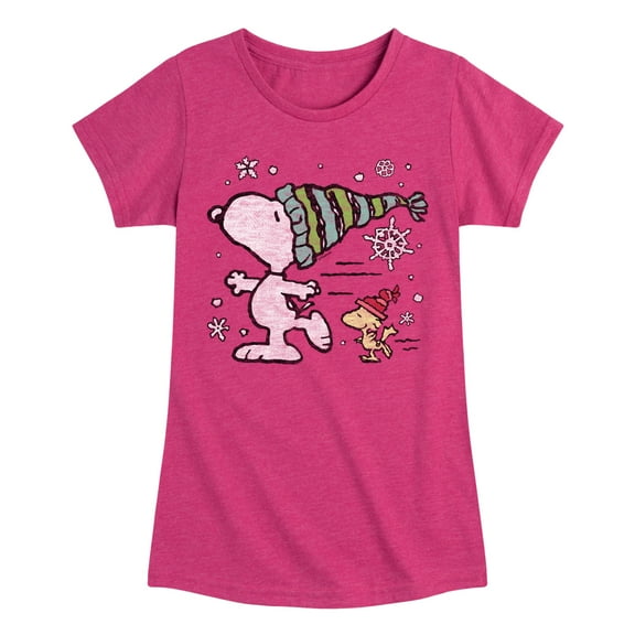 Peanuts - Snoopy Woodstock Skate - Toddler & Youth Girls Short Sleeve Graphic T-Shirt